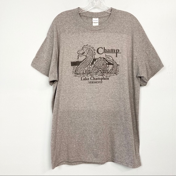 champ Lake Monster Lake Champlain Vermont Gray Tee - Picture 1 of 11